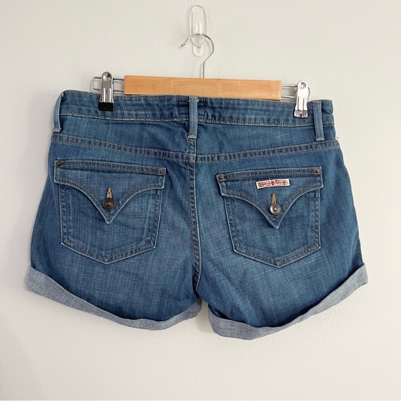 Hudson Denim Jean Shorts RN# 107906 Medium Wash Med Distressing USA Made Sz 28 - Picture 5 of 9